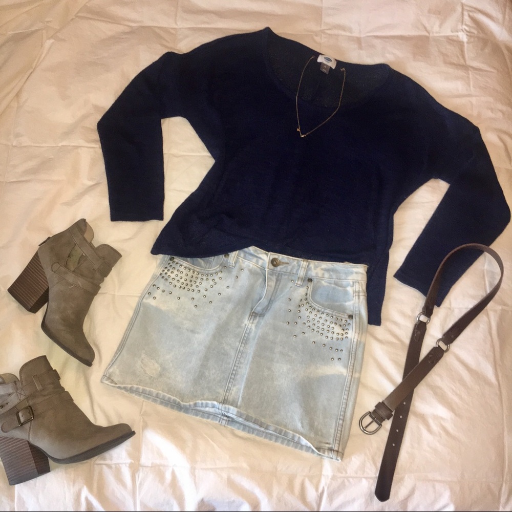 Studded Denim Skirt